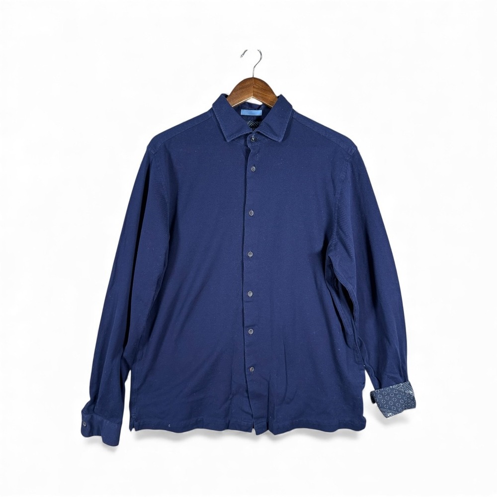 Ted Baker Shirt Mens 5‎ Large Navy The Very English Spread Collar Button Up